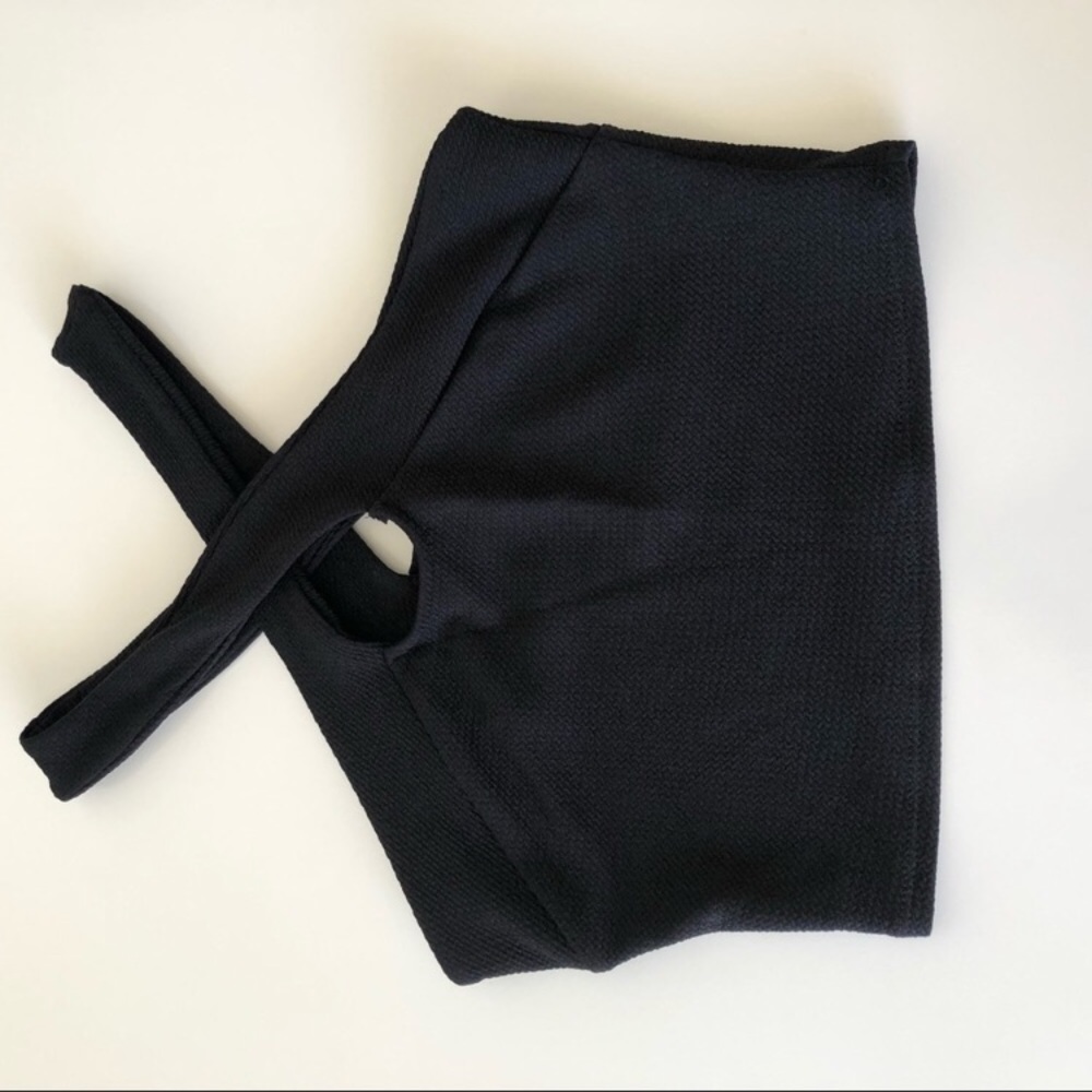 Womens Black & Mustard Crop Top - Picture 2 of 4